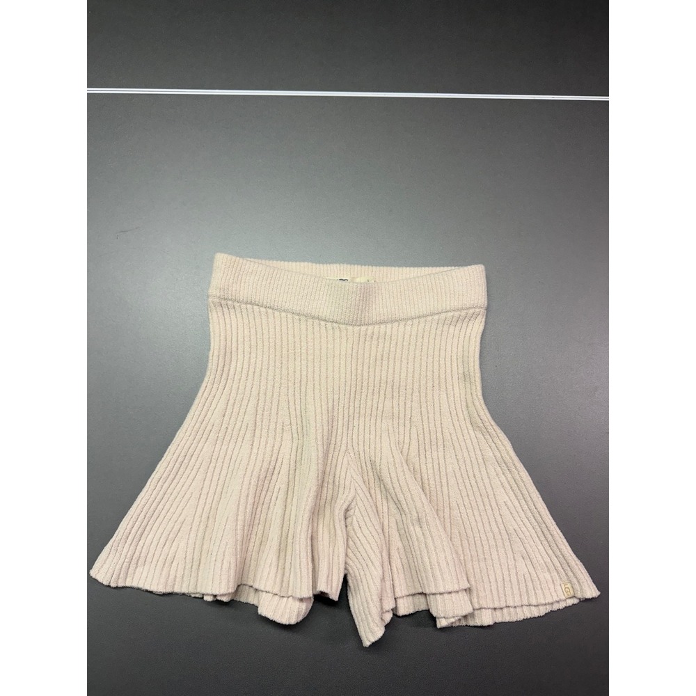 UGG Womens Ribbed Knit Lounge Shorts Cream Beige Elastic Waist Small NEW